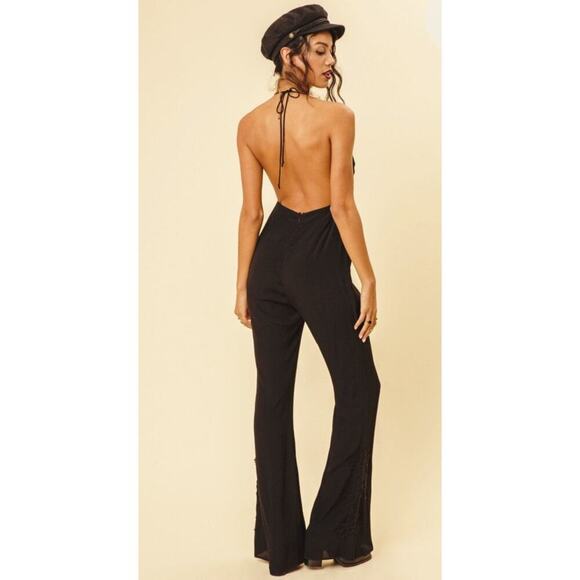 For Love & Lemons Laney Lou Jumpsuit in Black Size Small - Picture 2 of 10